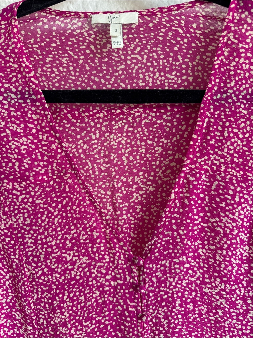 Joie Fuchsia Pink Printed V-Neck Blouse - Picture 5 of 5